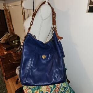 Isaac Mizrahi Blue and Brown Hobo Bag